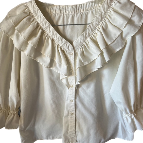 Unbranded Tops - Preppy CottageCore prairie country western Ruffle Amish blouse